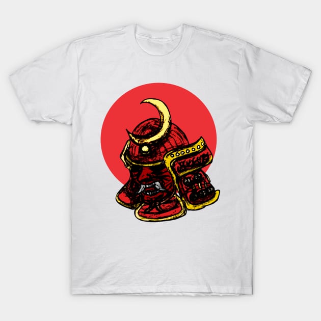 Red Samurai Helmet T-Shirt by fixedthor